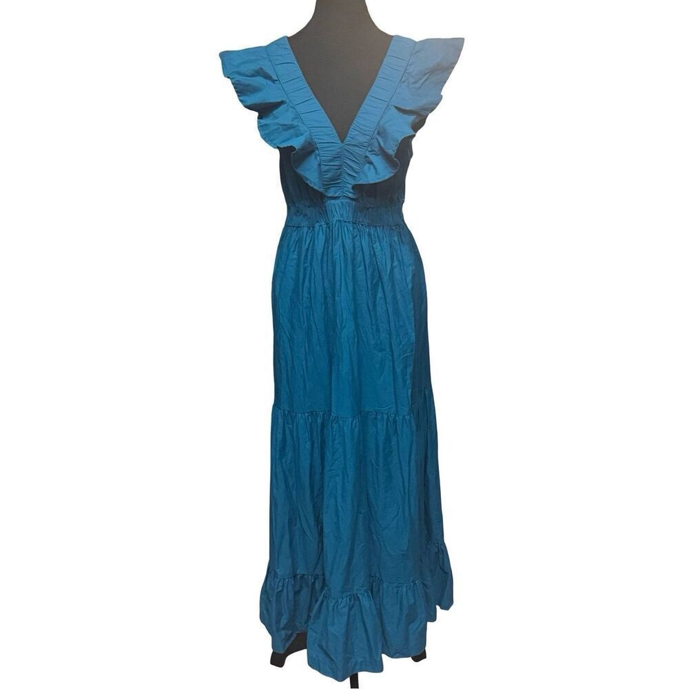 Dress – Size Medium Japna Teal Ruffle Maxi Dress